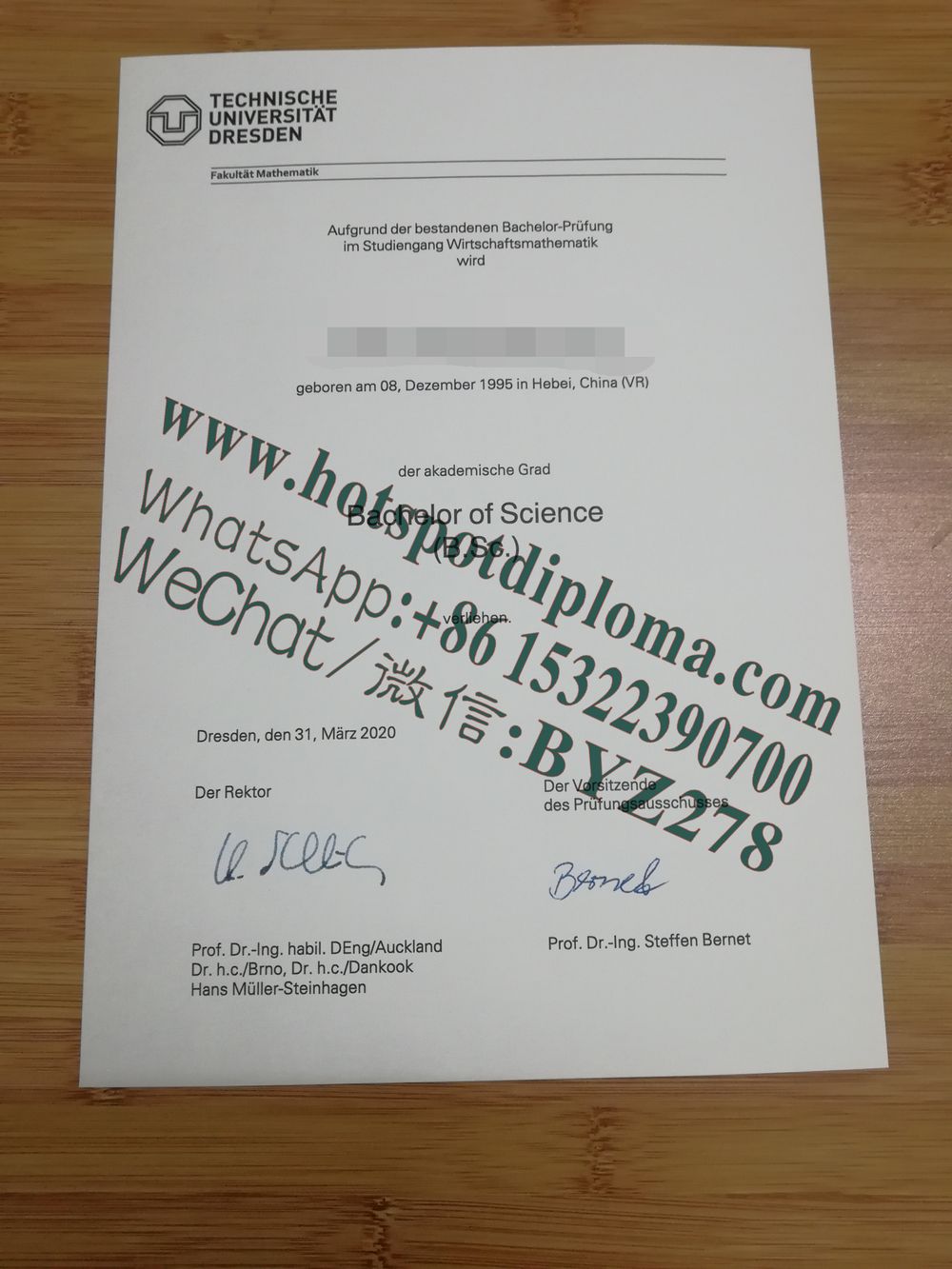 How Buy Dresden University of Technology Diploma sample certificate