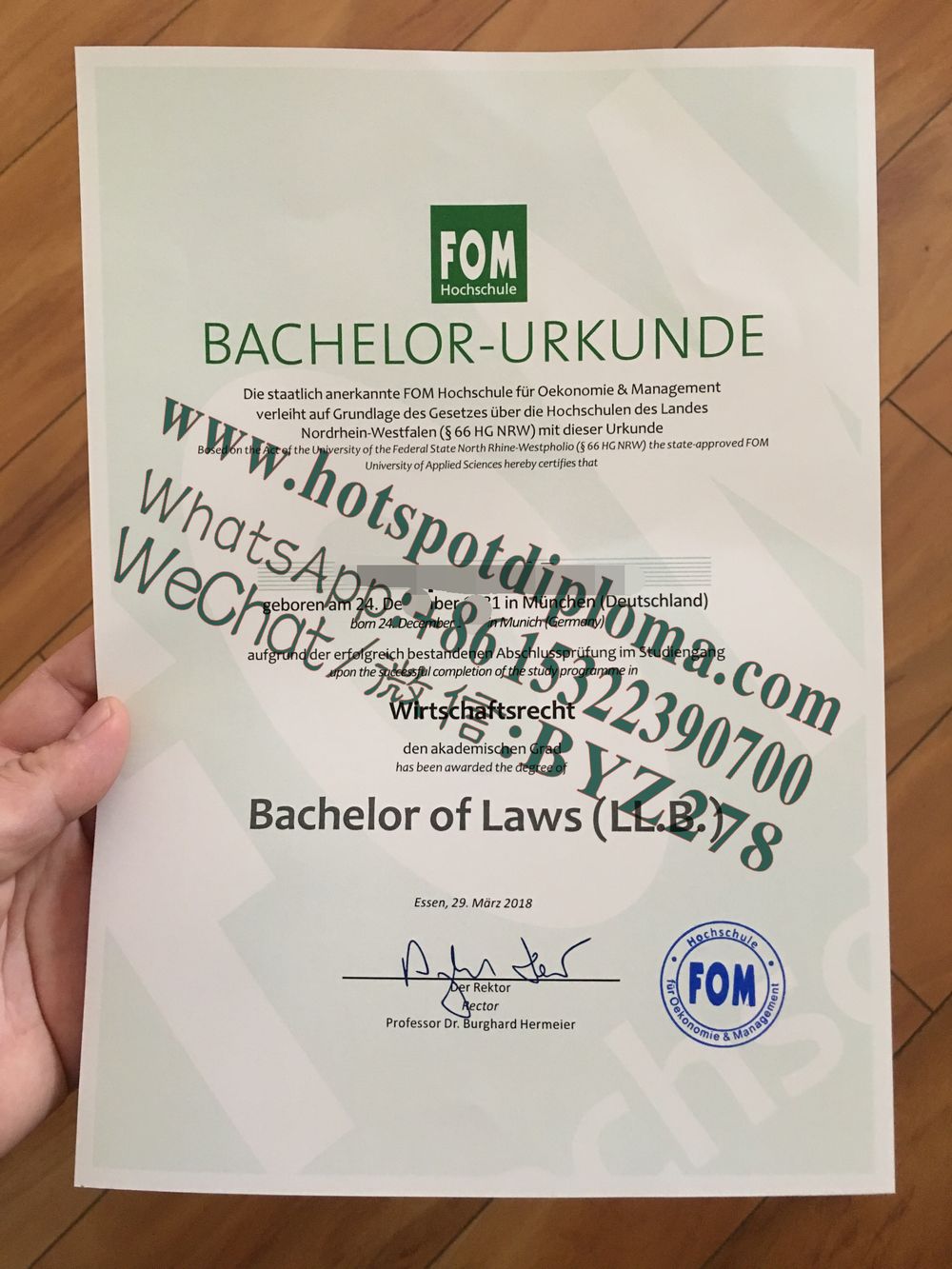 How Buy FOM University of Applied Sciences for Economics and Management Diploma certificate