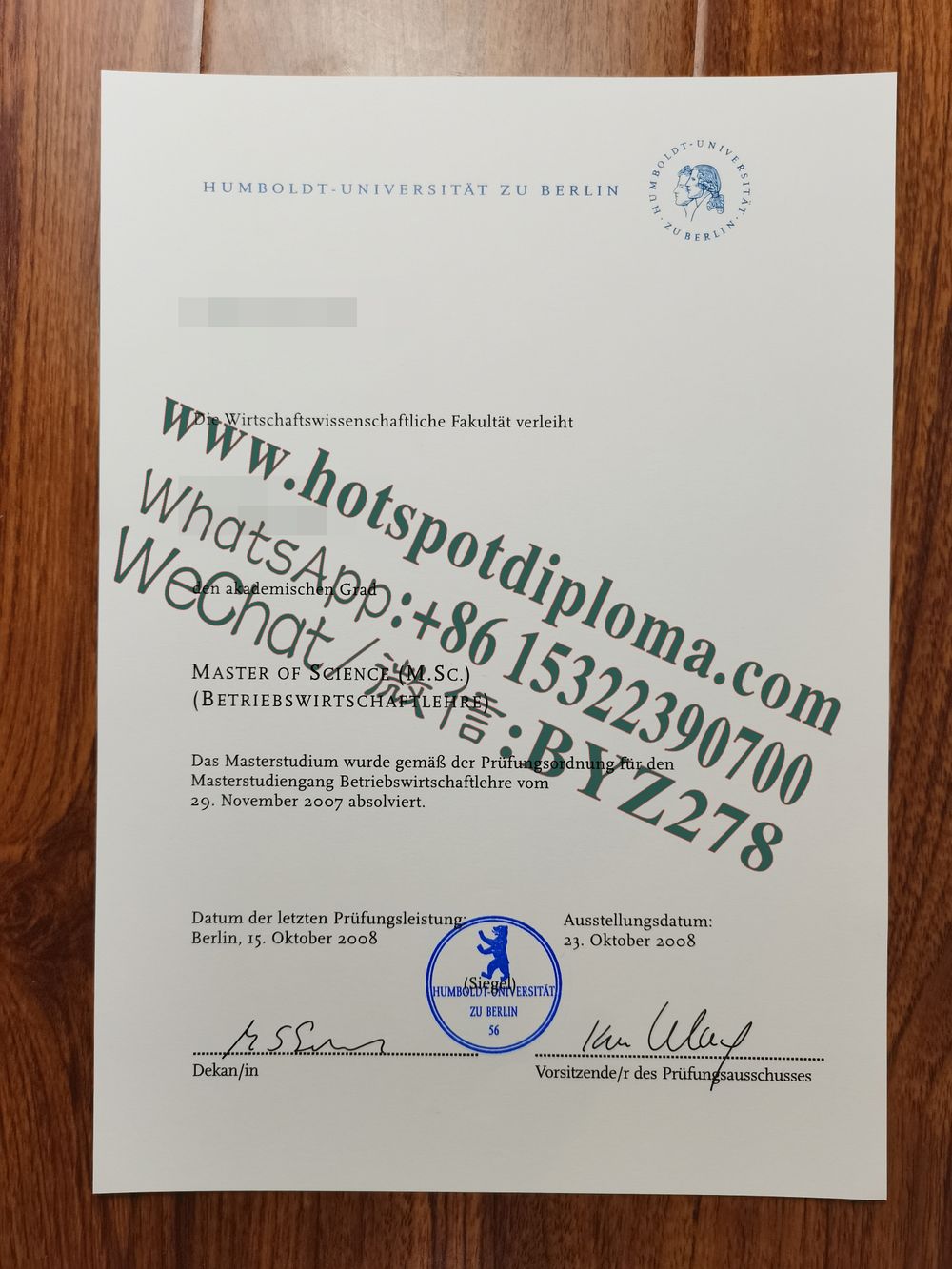 How Buy Humboldt University of Berlin Diploma certificate