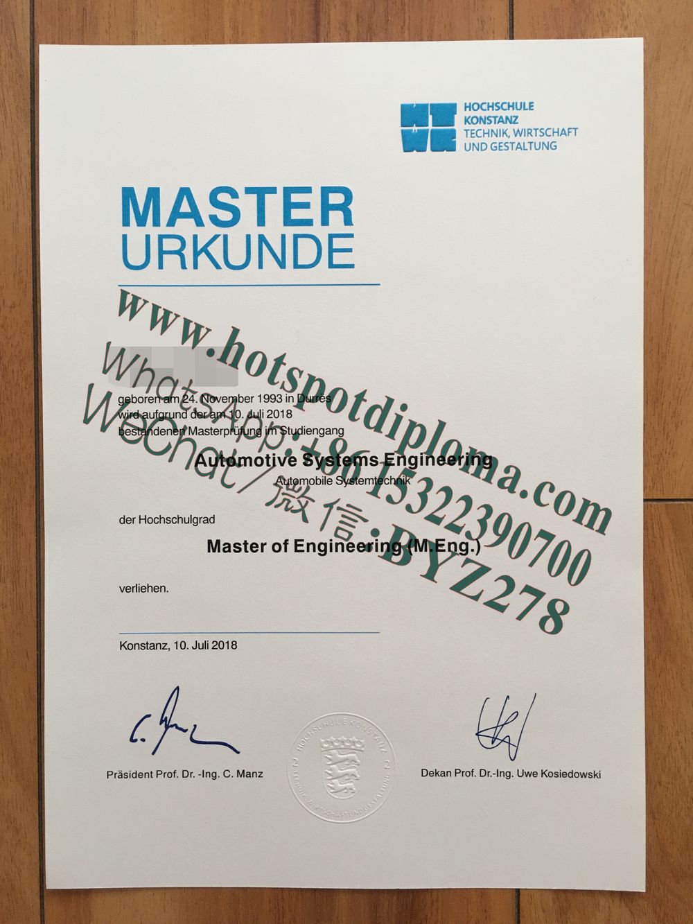 How Buy Konstanz University of Technology Diploma certificate