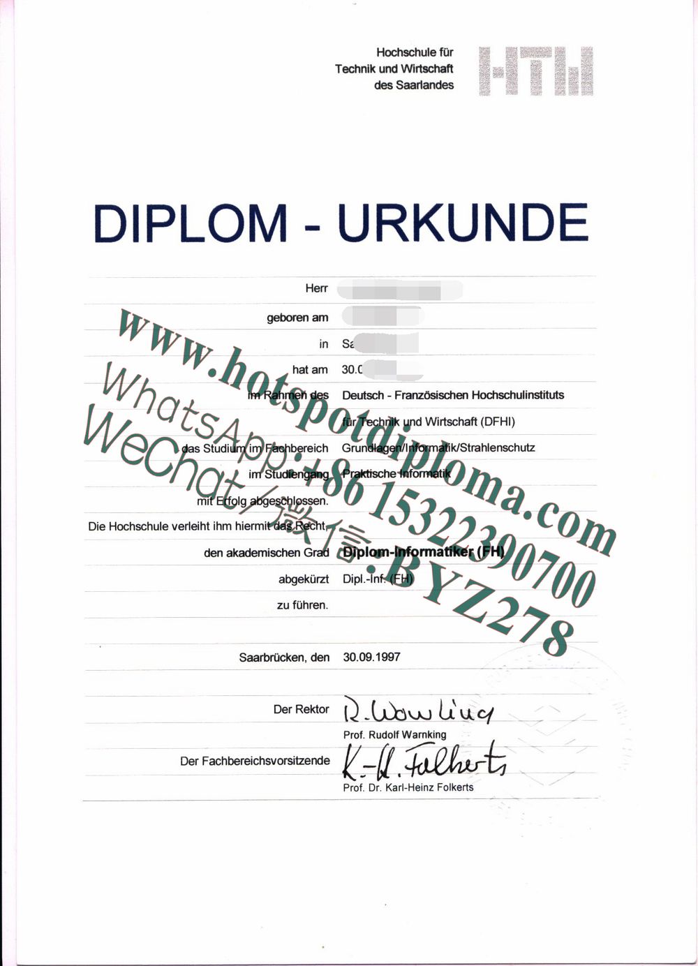 How Buy Saarland University Diploma certificate