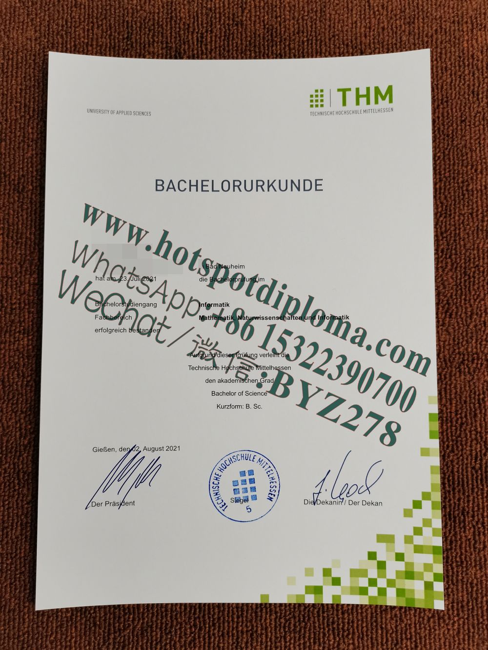 How Buy University of Applied Sciences Mittelhessen Diploma certificate