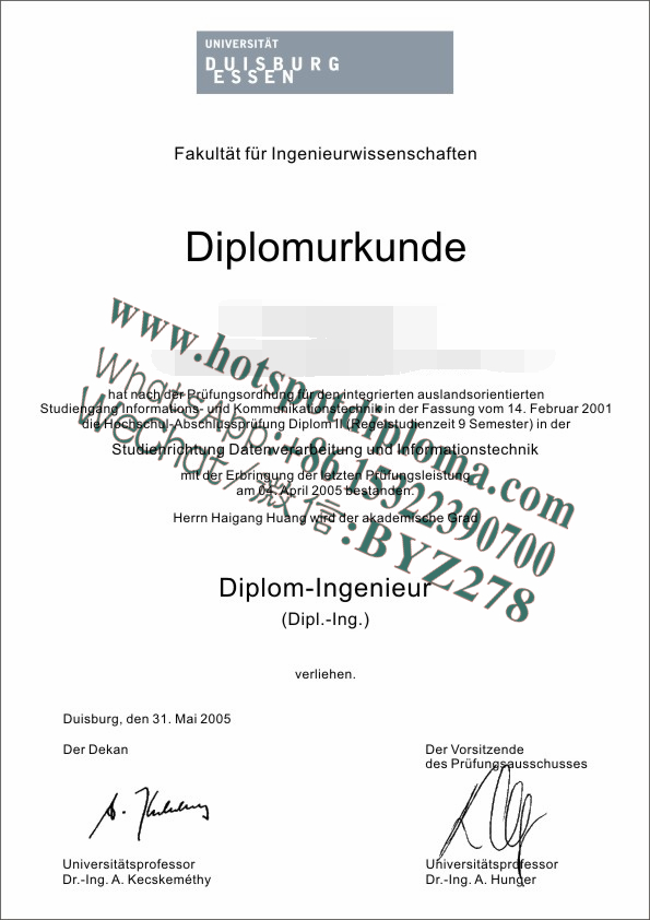 How Buy University of Duisburg Diploma sample certificate