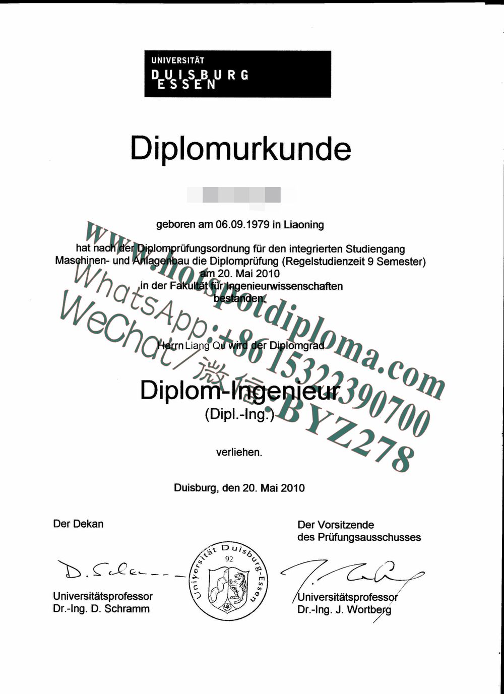 How Buy University of Duisburg Essen Diploma certificate