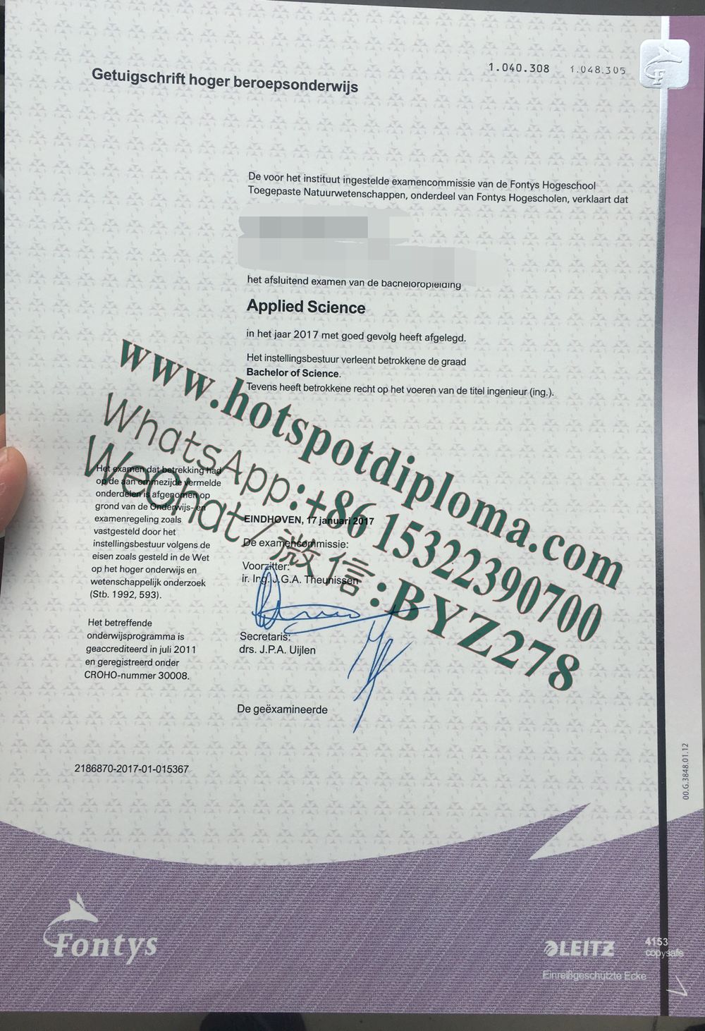 Make fake Make fake Diploma of Fontys University in the Netherlands