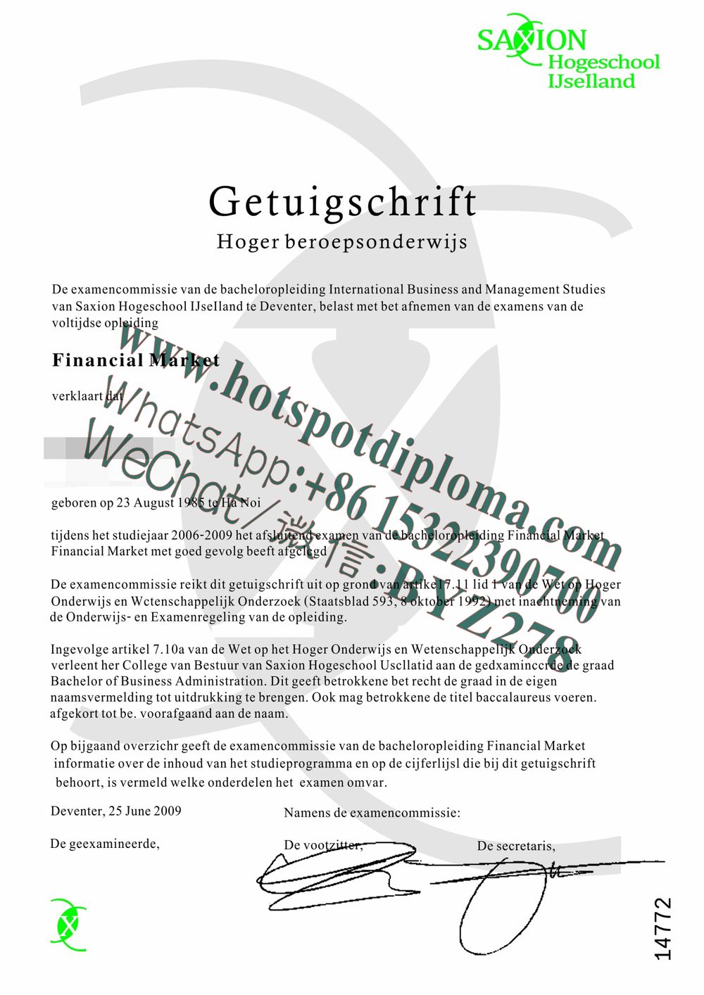 Make fake University of Saxon Diploma